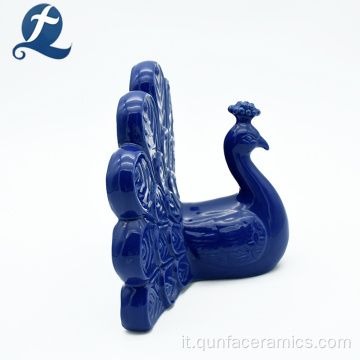 Oggettistica per la casa Figurine di pavone in ceramica Artigianato artistico